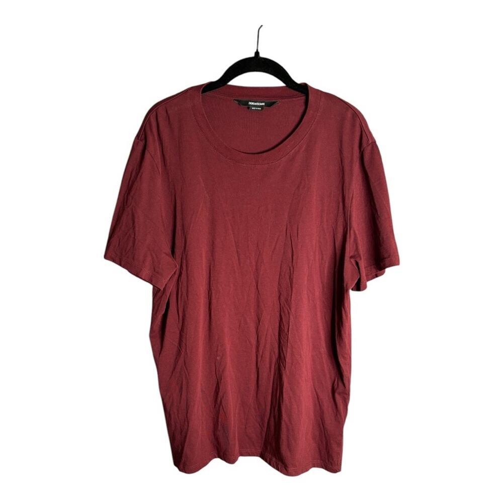 Men’s Zadig & Voltaire Ted Skull Block Maroon Short Sleeve T Shirt Medium